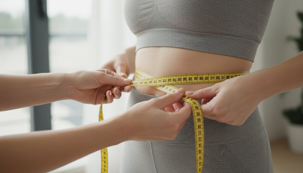Mesure du tour de taille avec un mètre ruban, complément indispensable à l'IMC