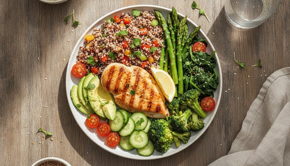 Assiette équilibrée pour créer un déficit calorique et perdre du gras