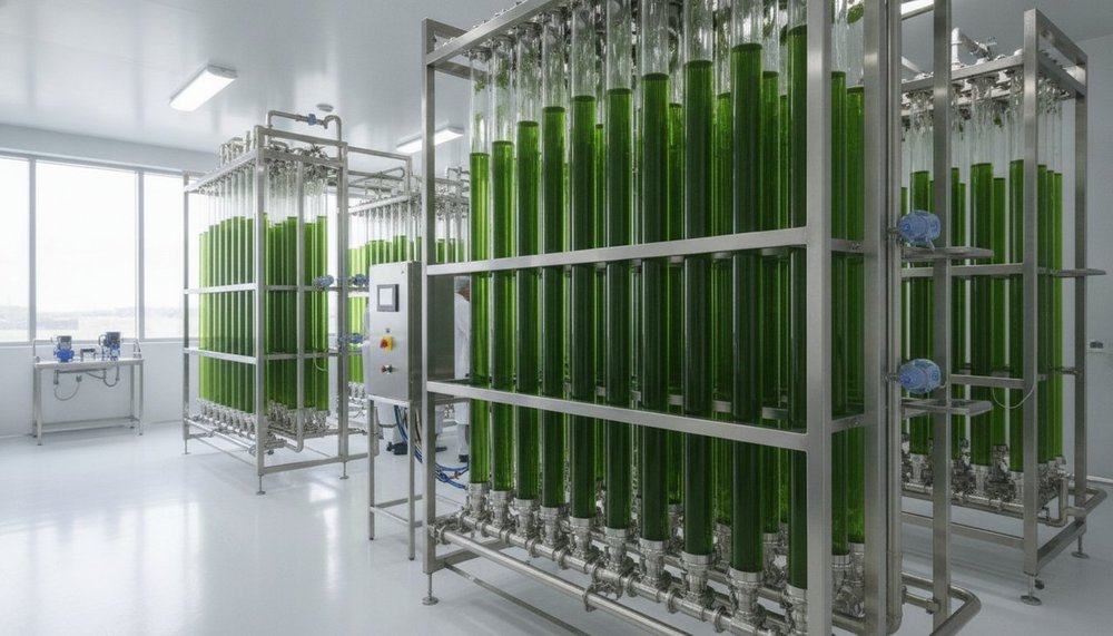 Culture de chlorella en photobioréacteurs tubulaires dans une installation moderne