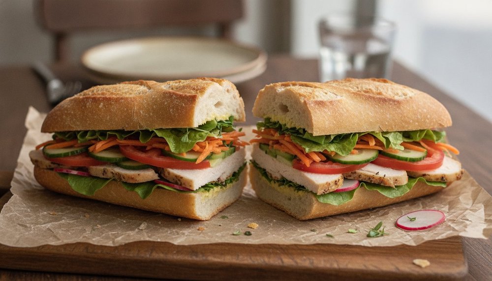 Sandwich poulet crudités Brioche Dorée calories déjeuner équilibré