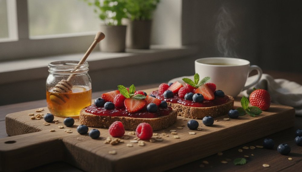 Alternative maison saine aux Pop-Tarts avec pain complet et fruits rouges