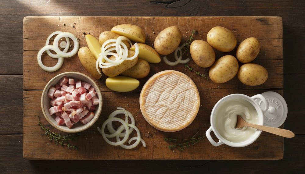 ingrédients de la tartiflette reblochon lardons pommes de terre et crème