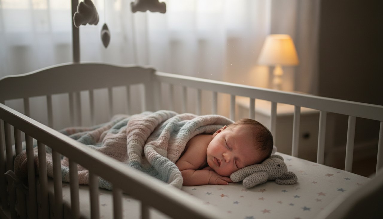 Bébé endormi paisiblement dans un berceau