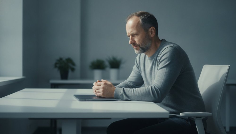 Homme sédentaire au bureau, un profil dont les besoins caloriques journaliers sont les plus bas