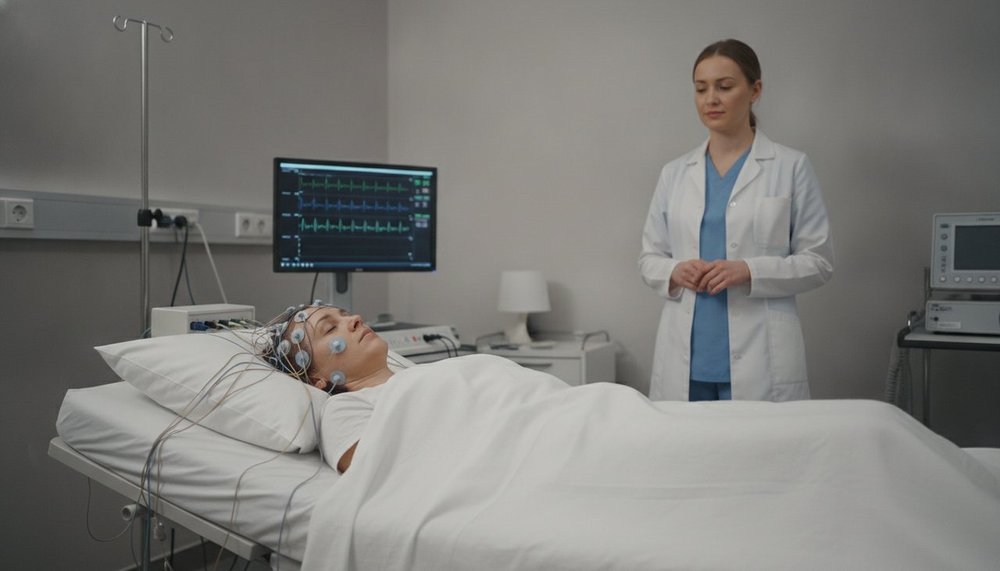 Laboratoire de sommeil mesurant la durée d'un rêve par polysomnographie