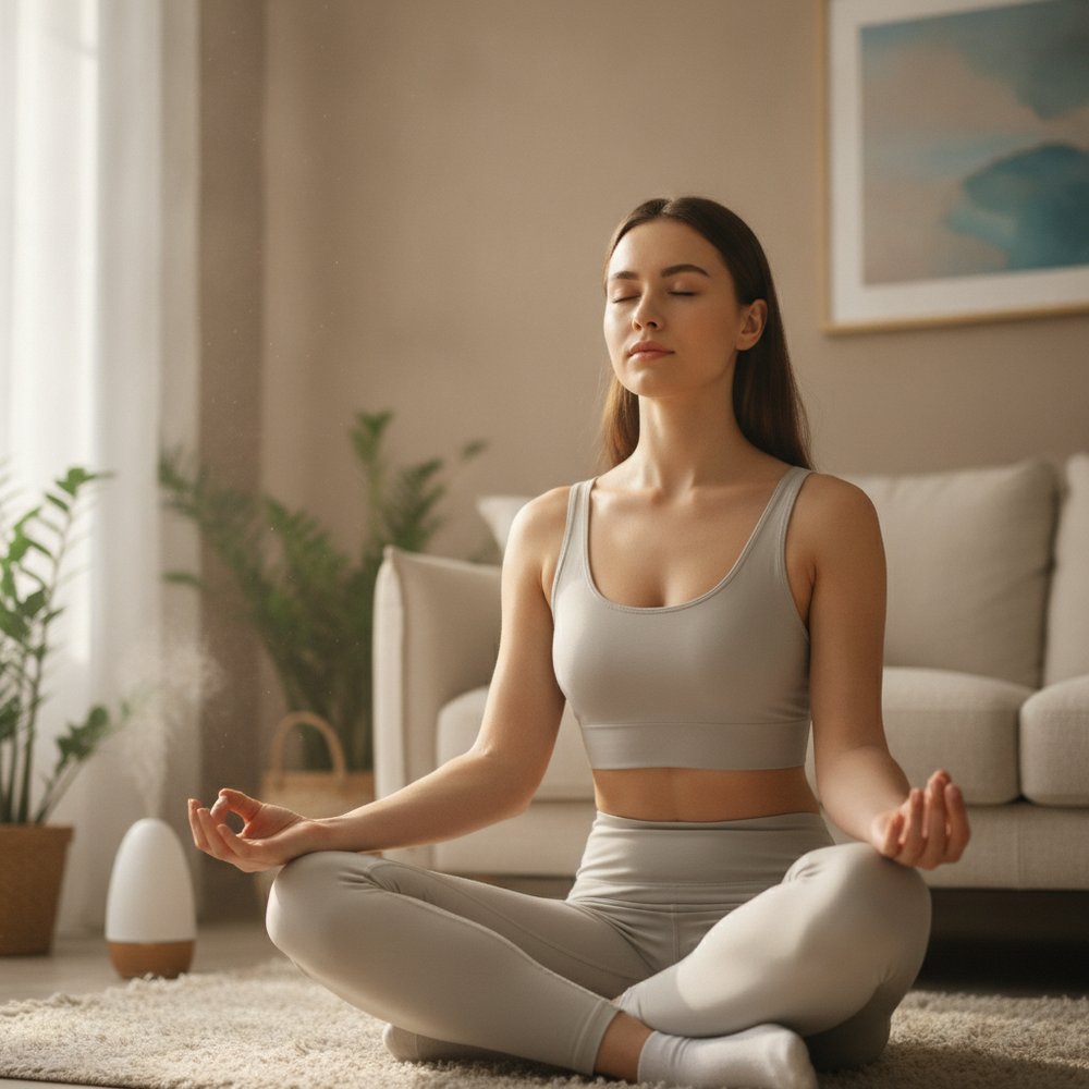 Femme pratiquant un exercice de respiration pour se calmer quand elle est énervée