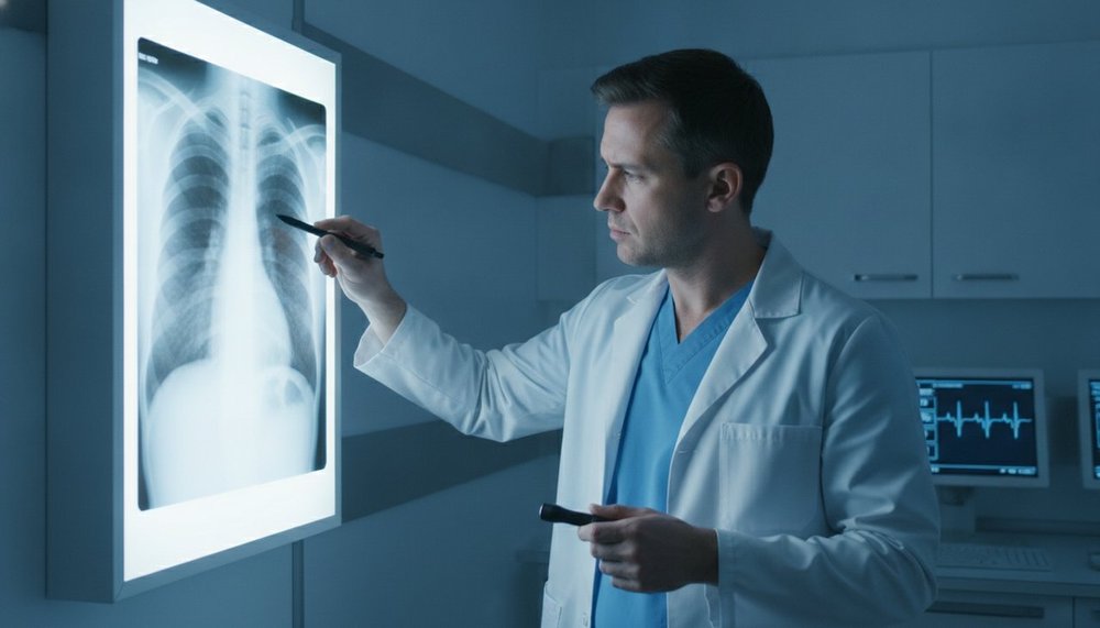 Médecin examinant une radiographie thoracique des poumons