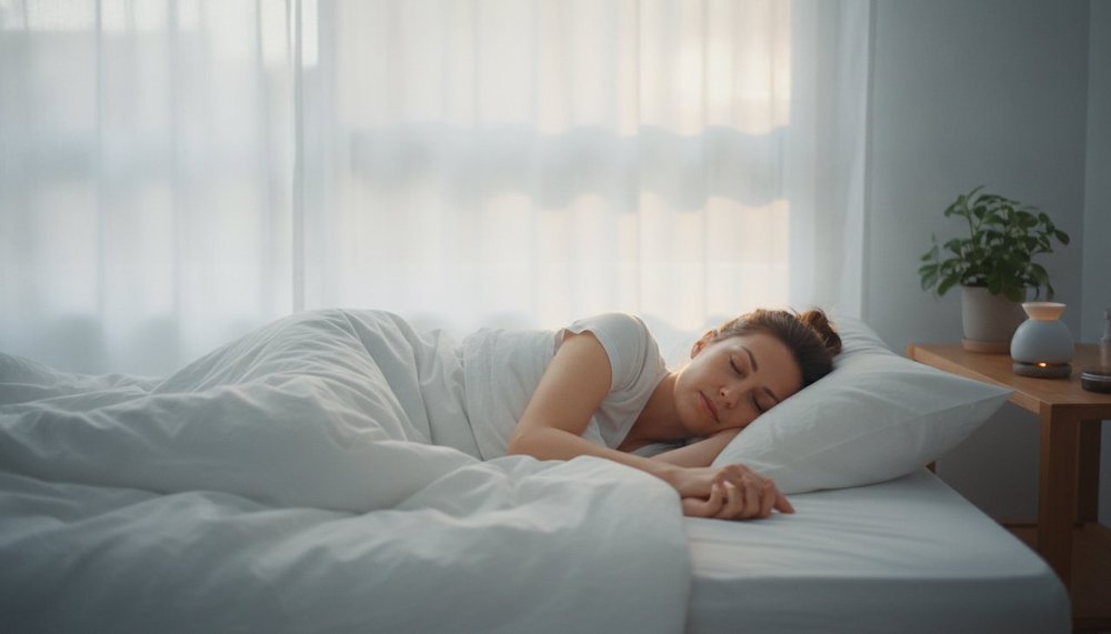 Femme dormant paisiblement, illustration de l'effet apaisant du magnésium bisglycinate