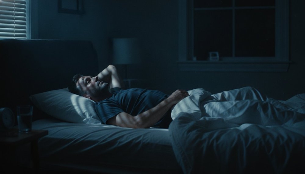Homme éveillé la nuit, le manque de sommeil freinant la perte de poids
