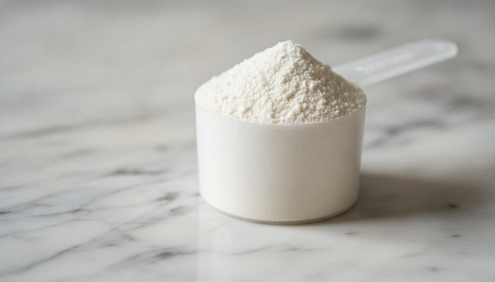 Dose de whey en poudre dans une cuillère doseuse pour choisir sa protéine