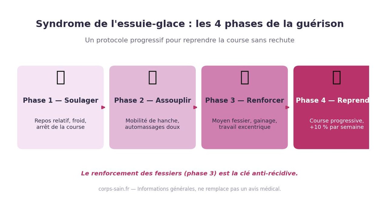 Infographie du protocole de reprise de la course après un syndrome de l'essuie-glace