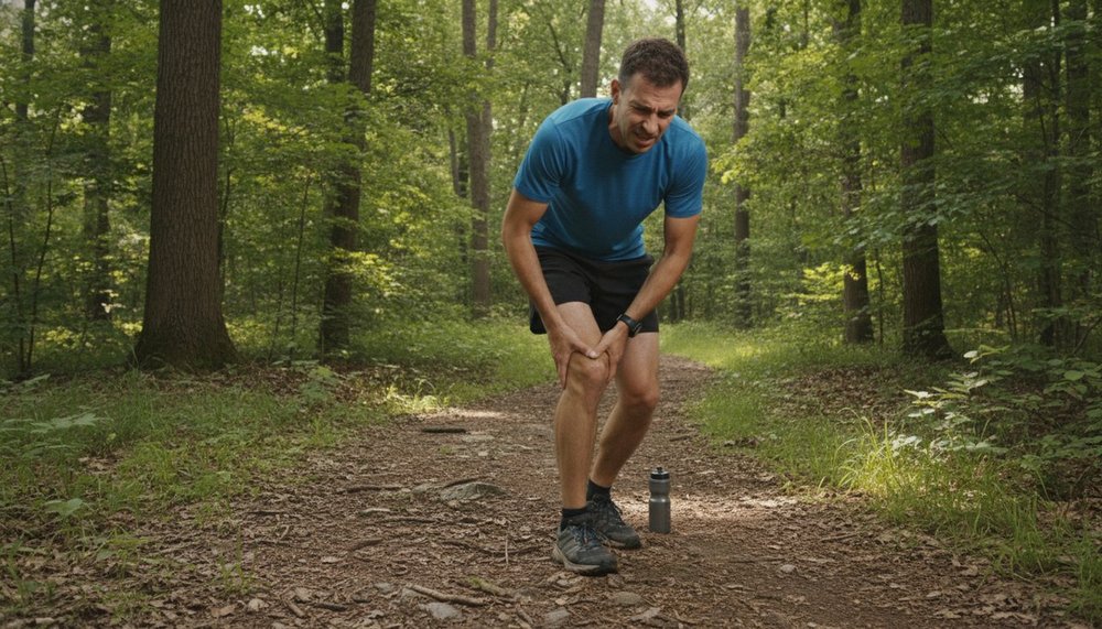 Coureur se tenant le genou externe à cause d'une douleur de syndrome de l'essuie-glace