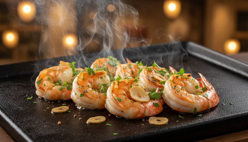 Crevettes grillées à la plancha avec ail et persil