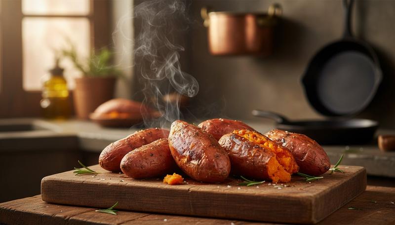 Patate douce cuite au four avec sa chair orange fondante