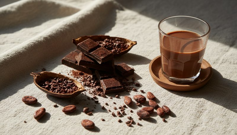 Chocolat noir feves de cacao et nibs pour une consommation saine au quotidien