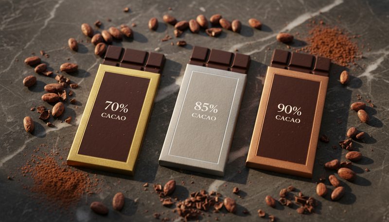 Comparatif de tablettes de chocolat noir 70 85 90 pourcent de cacao