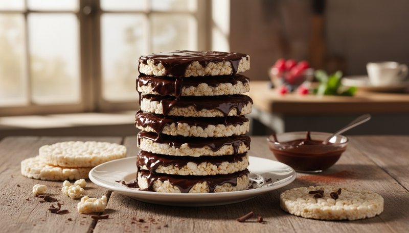 Galettes de riz soufflé au chocolat noir, encas léger à 50 kcal
